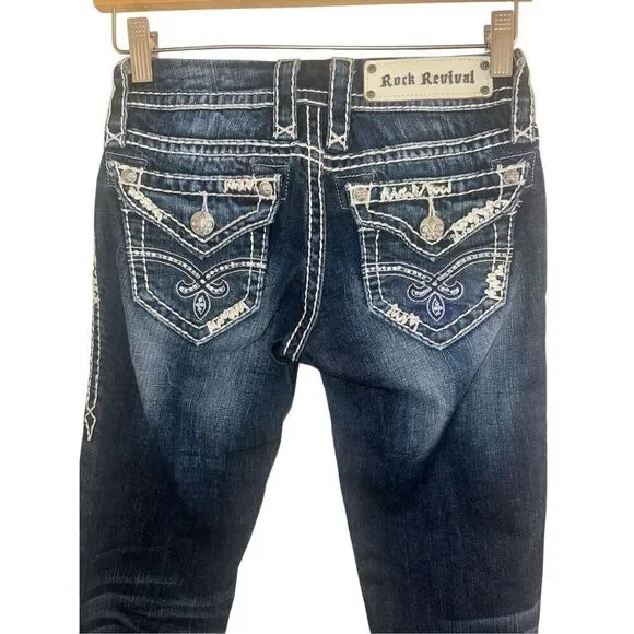 Rock Revival Blue Skinny Jeans with Stitch Detail - Picture 7 of 9